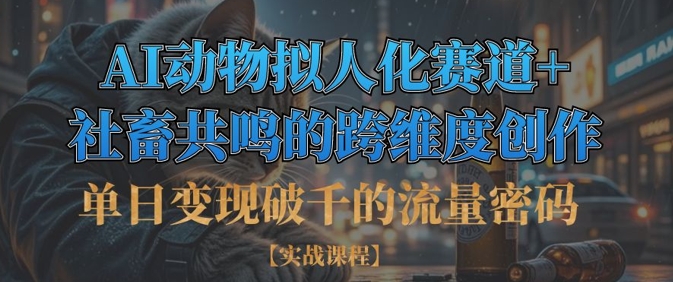 单日变现破千的流量密码，AI动物拟人化赛道+社畜共鸣的跨维度创作-柒资源网创