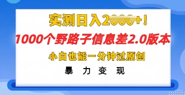 2025抖音1000个野路子信息差最新玩法,一分钟过原创,暴力变现月入几k-柒资源网创