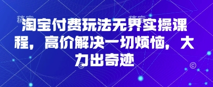 淘宝付费玩法无界实操课程,高价解决一切烦恼,大力出奇迹-柒资源网创