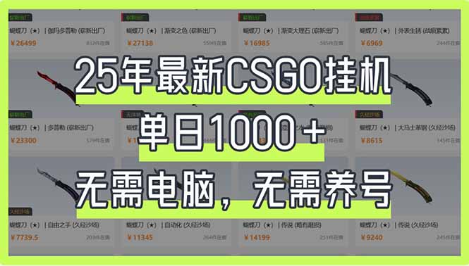 (14178期)25年最新CSGO挂机系统,单日1000+,无需电脑,无需养号,0基础可上手-柒资源网创