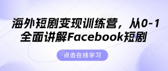 海外短剧变现训练营，从0-1全面讲解Facebook短剧-柒资源网创