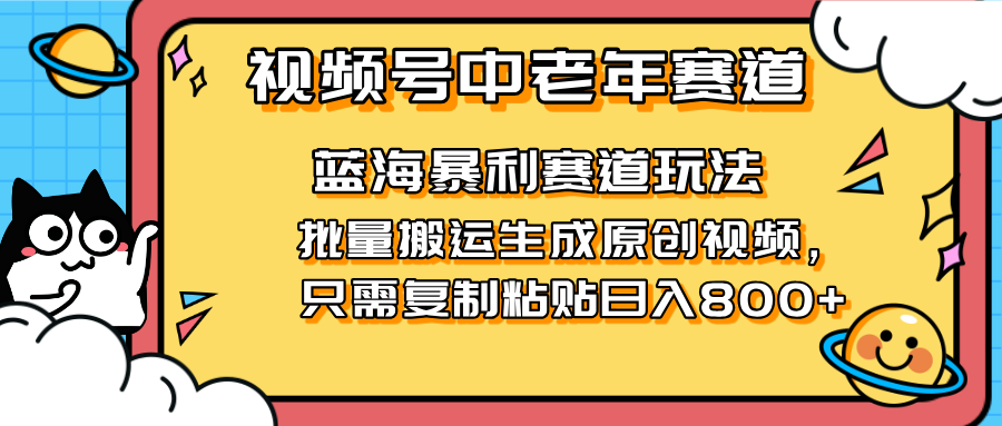 (14314期)2025视频号中老年短视频蓝海暴利风口!复制粘贴搬运视频单日赚800+,无...-柒资源网创