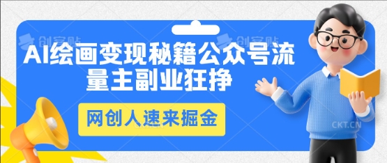AI绘画变现秘籍：公众号流量主副业狂挣，网创人速来掘金-柒资源网创