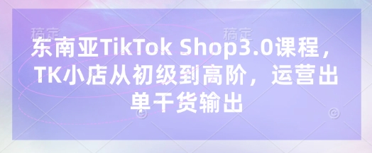 东南亚TikTok Shop3.0课程,TK小店从初级到高阶,运营出单干货输出-柒资源网创
