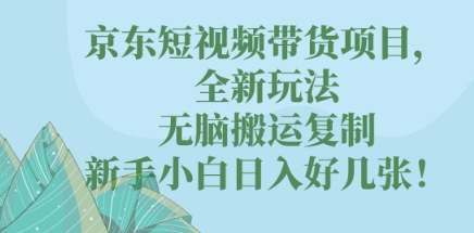京东短视频带货项目，全新玩法，无脑搬运复制，新手小白日入好几张!-柒资源网创