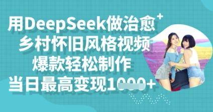 用DeepSeek做治愈乡村怀旧风格视频,爆款轻松制作,当日最高变现多张-柒资源网创